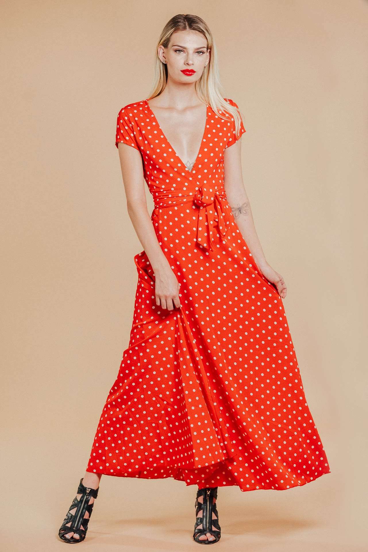 Alana Red Polka Dot Maxi Dress